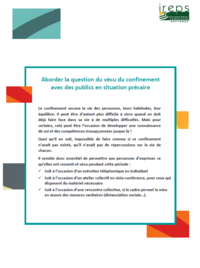 Aborder la question du vécu du confinement avec des publics ... Image 1